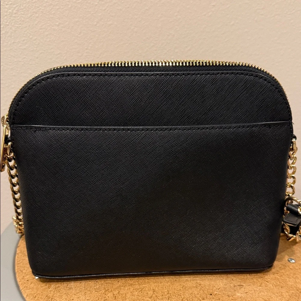 Michael Kors Cindy Large Dome Black and Gold Crossbody Bag NWT